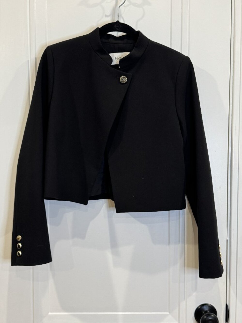 EUC ba&sh Chroma Jacket Noir Black Cropped Stand Collar Gold Buttons M